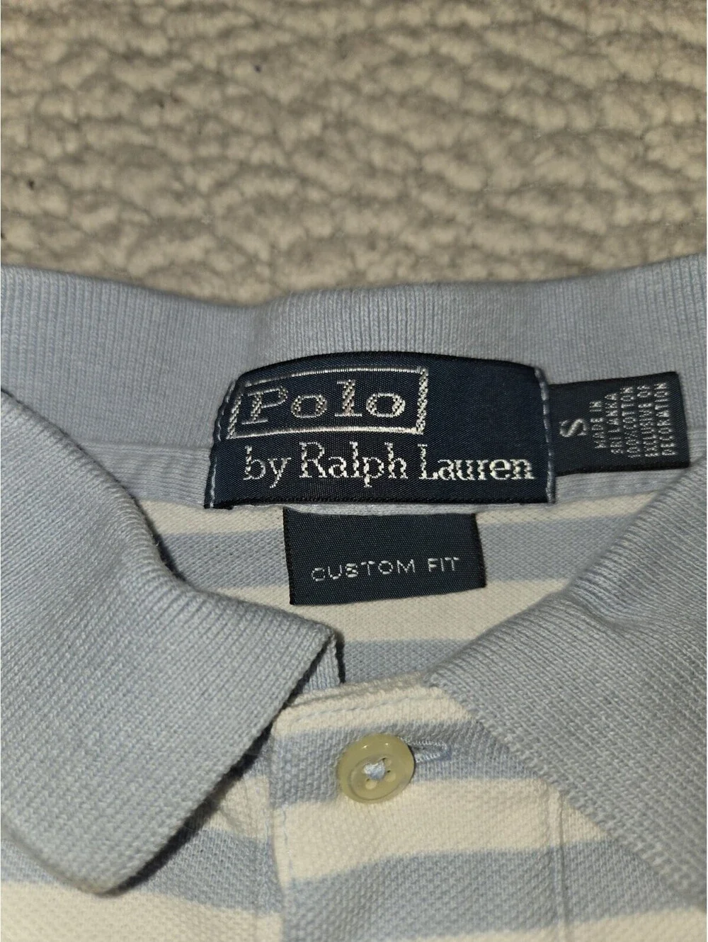 Polo Ralph Lauren Men's Sz S Short Sleeve Polo 💯 cotton Blue White Stripe...